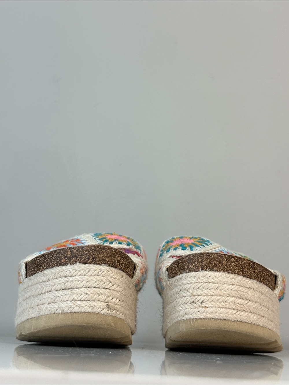Dirty Laundry Plays Floral Crochet Platform Cork Platform Espadrilles Size 6 - Picture 4 of 14